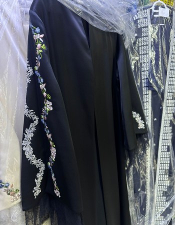 جاكيت دبل ستان اسود كم مطرز