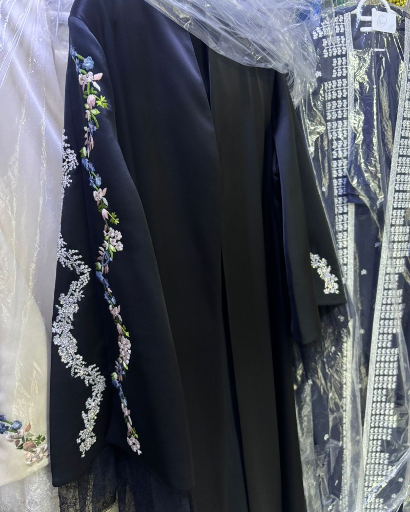 جاكيت دبل ستان اسود كم مطرز