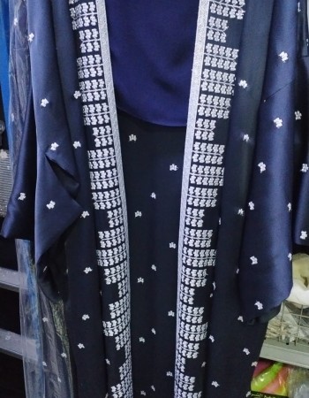 مشلح دبل ستان كحلي مطرز