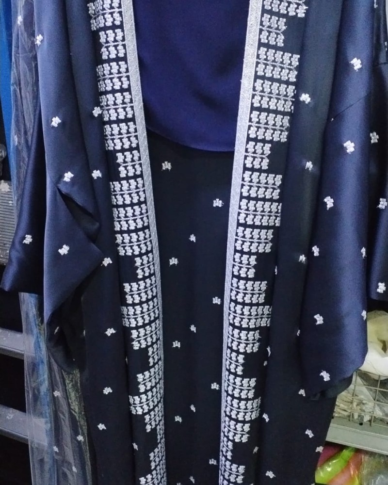 مشلح دبل ستان كحلي مطرز