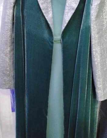 مشلح مخمل اخضر غامق كم لاميه فضاء