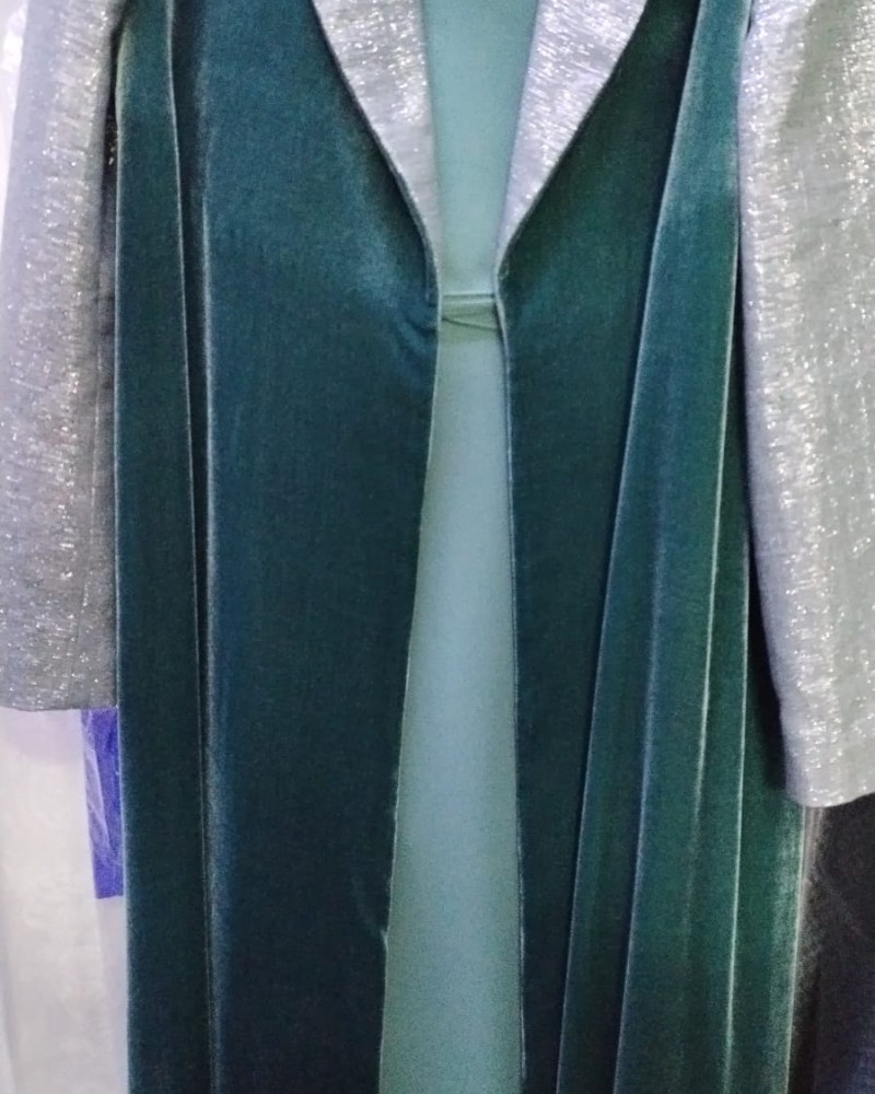 مشلح مخمل اخضر غامق كم لاميه فضاء