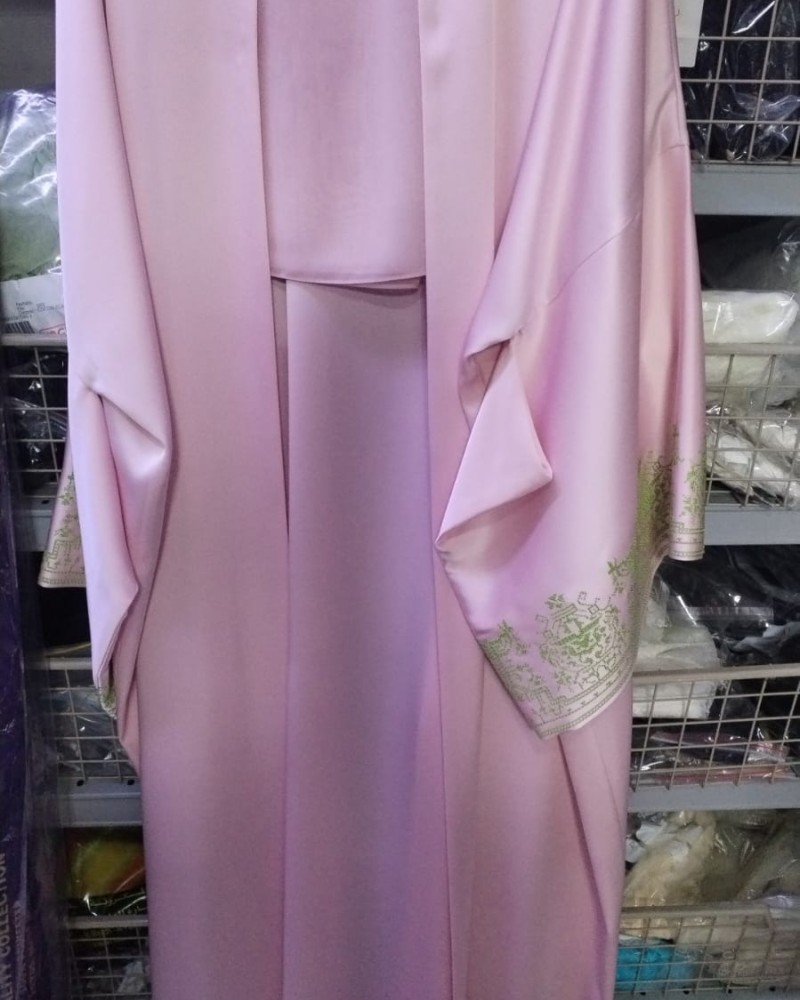 مشلح كيمونو دبل ستان روز تطريز اخضر