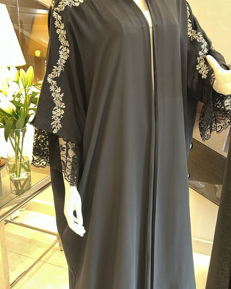 مشلح اسود تطريز كريستال وملون