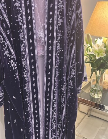 مشلح مخمل موف تطريز موف مقلم