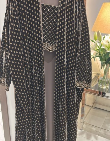 مشلح مخمل بني منقط ذهبي