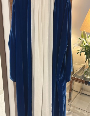 مشلح مخمل ازرق كرفته ابيض