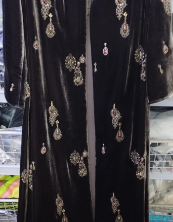 مشلح مخمل بني مطرز