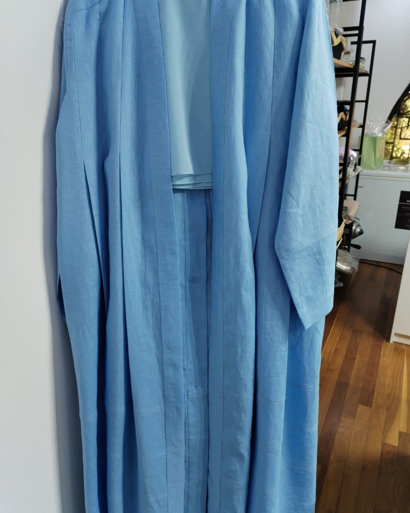 عبايه لنن ازرق سماوي