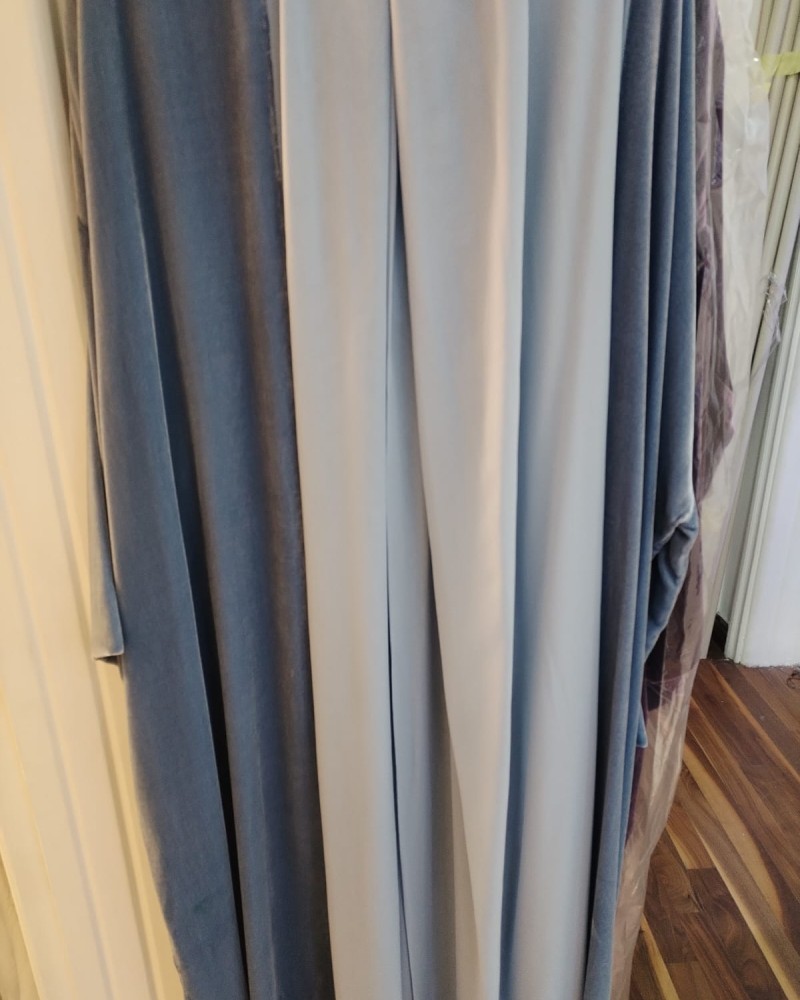 مشلح مخمل ساده كرفته سماوي