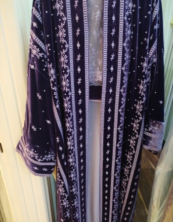 مشلح مخمل موف مطرز موف فاتح