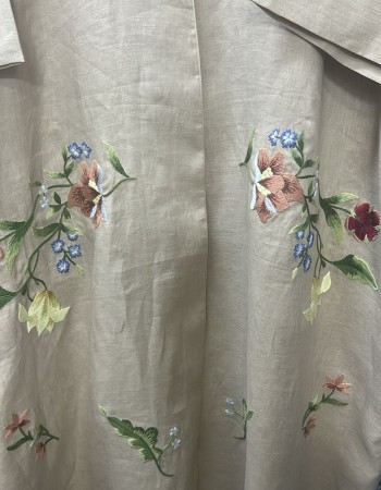 مشلح لنن بيج مطرز ورد ملون