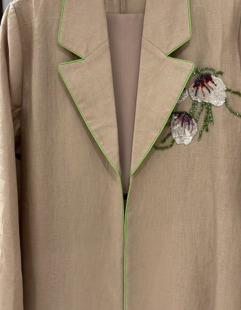 جاكيت لنن بيج مطرز شك