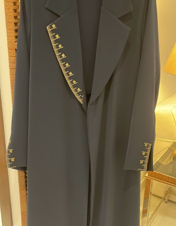 جاكيت كريب فرنسي كحلي تطريز بيانو