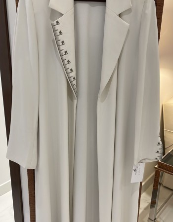 جاكيت كريب فرنسي ابيض تطريز بيانو