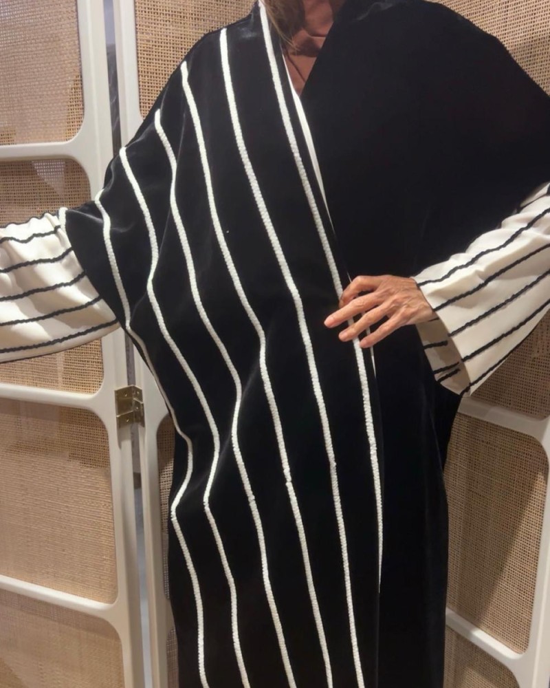 مشلح مخمل اسود مقلم سكري والكم سكري مقلم اسود