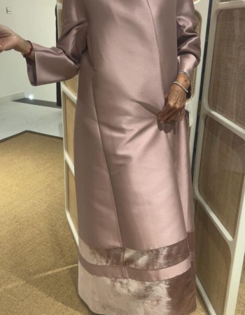 جاكيت تفته ساده بينك مع خطين مخمل من تحت