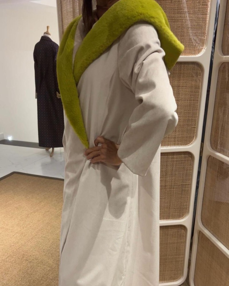 جاكيت  شموا سكري مع هودي مبطن فرواخضر