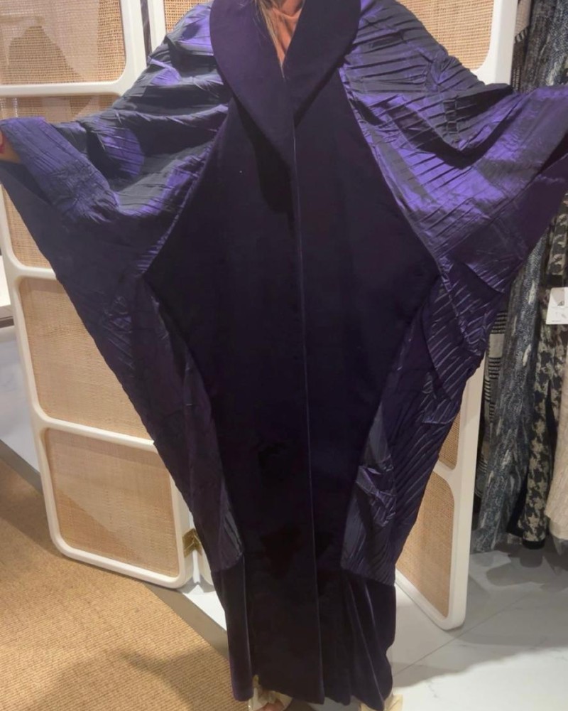 مشلح صيني تفته مكرمش مع المخمل- لون-موف/فري سيز