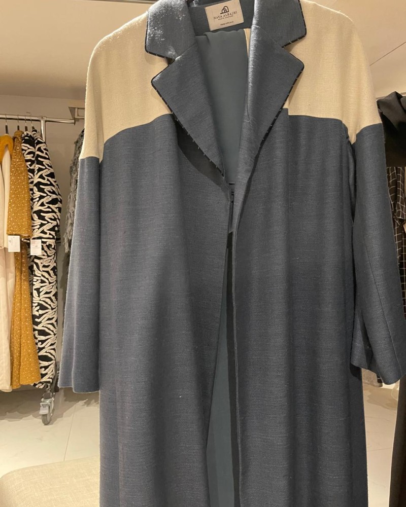 جاكيت لنن مقطع -ازرق/M