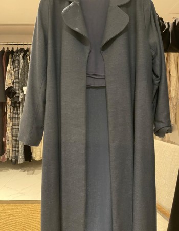 جاكيت لنن بالياقه-ازرق/M