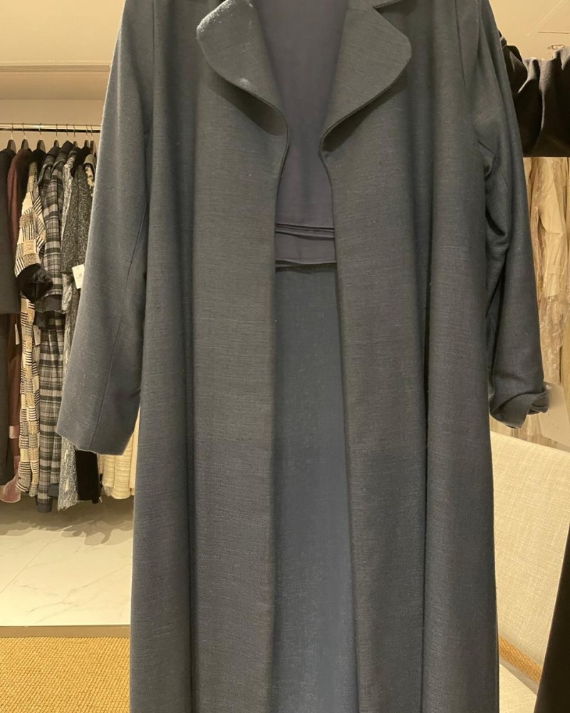 جاكيت لنن بالياقه-ازرق/M