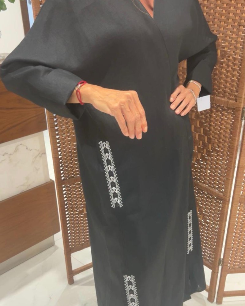 مشلح لنن رمادى تطريز ليبي