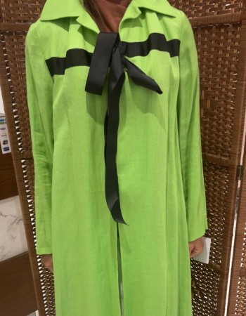 عبايه لنن فسفوري شريطه اسود