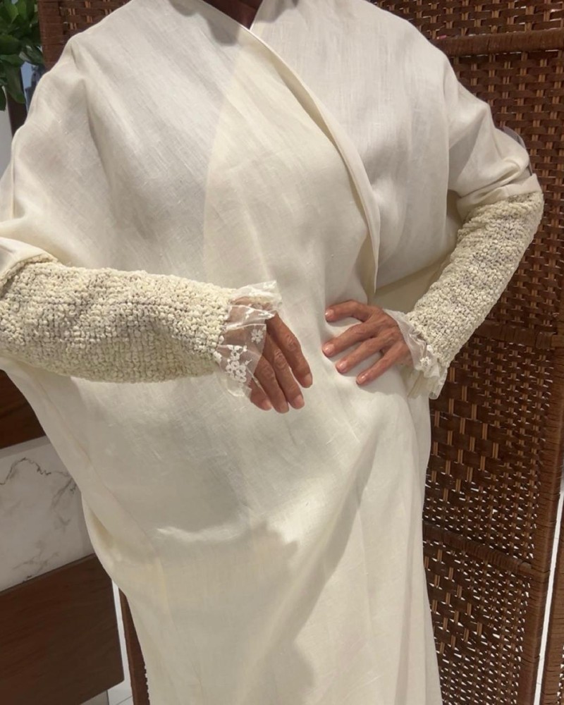 مشلح لنن سكري كم دانتيل طويل