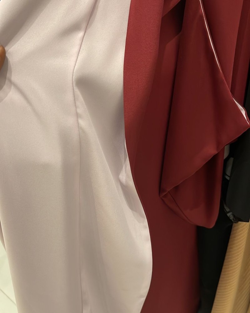 عبايه كيمونو  دبل كريب بينك وعودي .