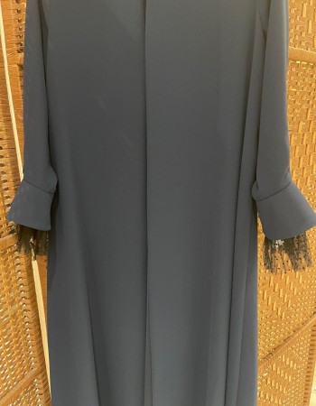 عبايه كريب كم فرنسي -  اسود