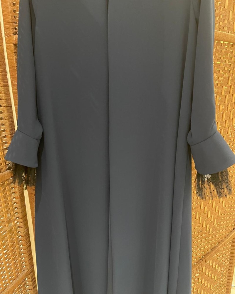 عبايه كريب كم فرنسي -  كحلي