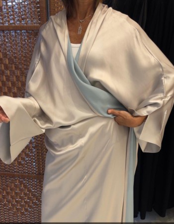 مشلح حرير ستان لون رمادي