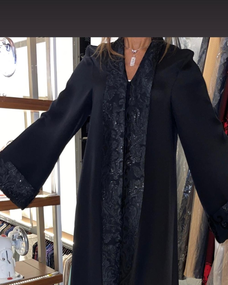 عبايه كريب مع شيفون جاكار  برونز