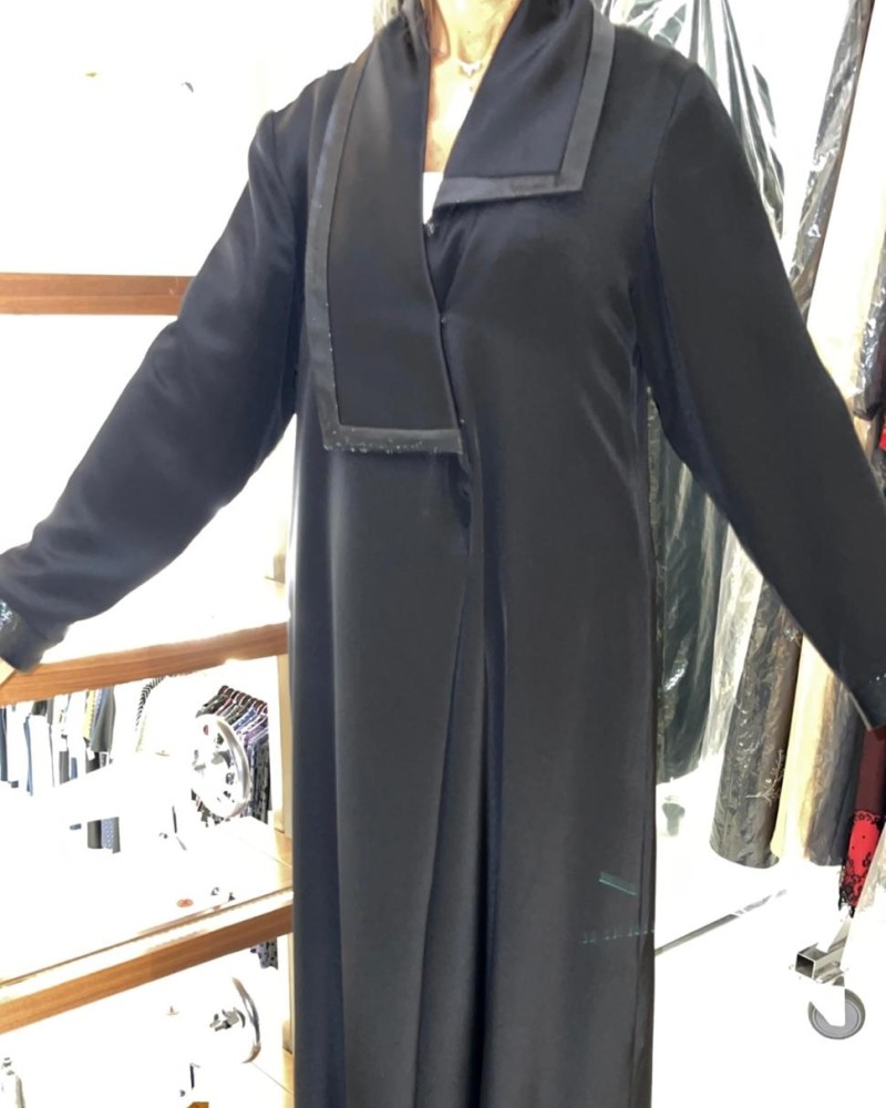 جاكيت لياقه طويله وقصيره مع لاميه اسود