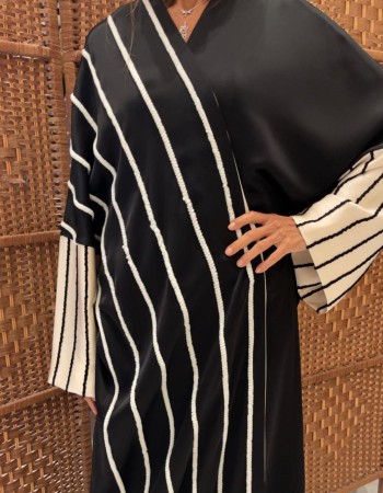 نص مشلح دبل ستان اسود مقلم سكري