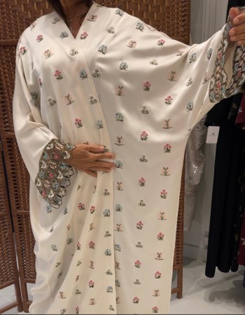 مشلح دبل ستان مطرز ورود ملونه كم تل - اسود