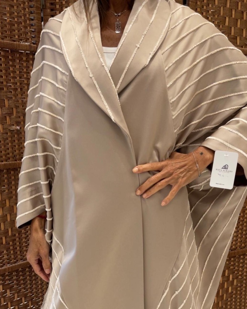 مشلح قصة صيني ستان مقلم - بيج