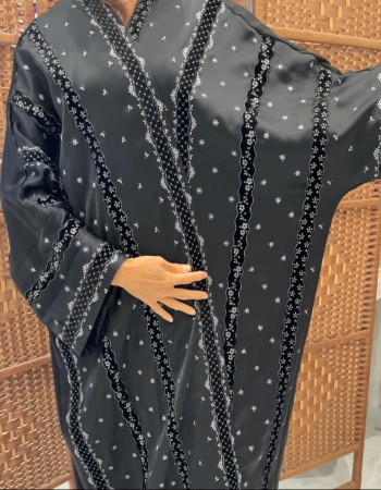 مشلح دبل ستان مقلم شرايط قطيفة - اسود