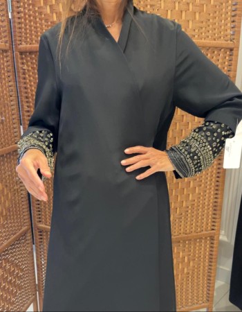 عباية كريب فرنسي - ماتركس - اسود